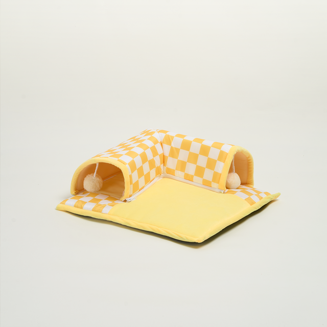 Plaid Purr Retreat Tunnel – Cozy, Interactive, and Easy to Clean