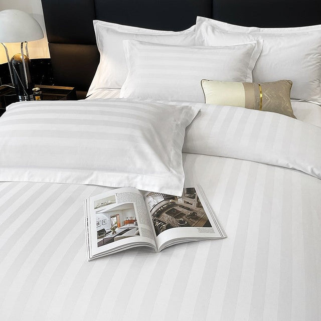 Nordic Luxe Hotel Striped Duvet Cover Set (Organic Cotton, 600 TC)
