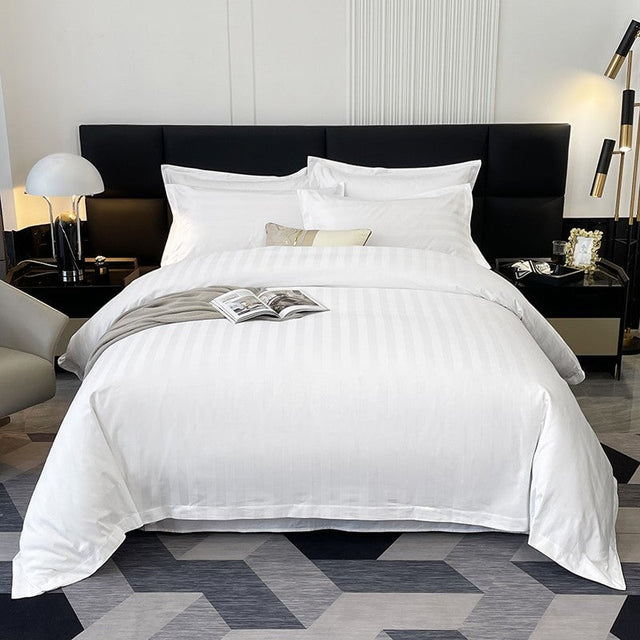 Nordic Luxe Hotel Striped Duvet Cover Set (Organic Cotton, 600 TC)