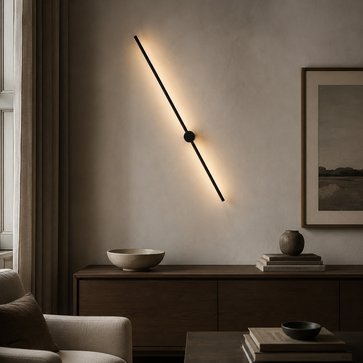 Nordic Linear LED Wall Light Bar - Modern Minimalist Black Sconce