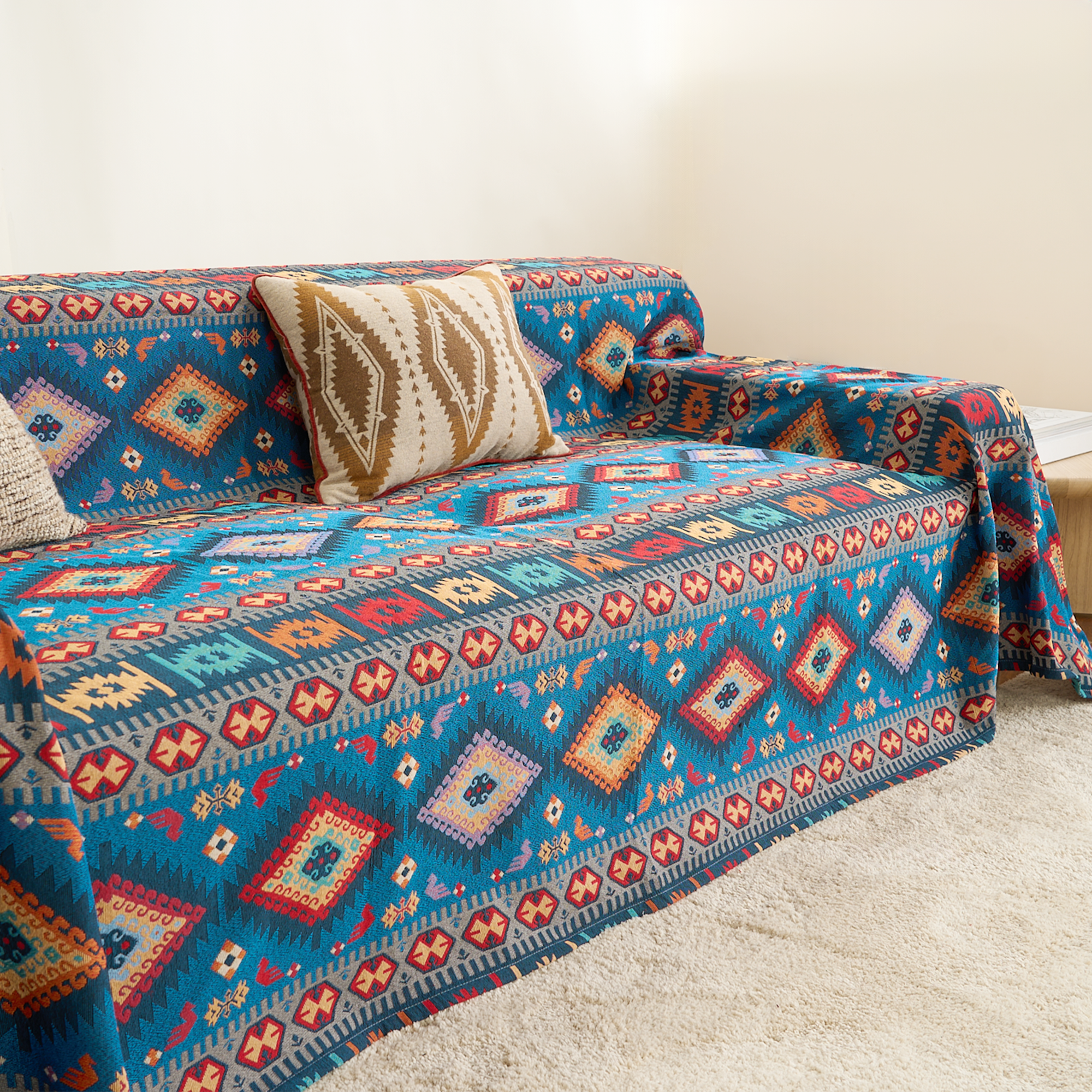 Azure Boho Chic Sofa Cover - Modern, Stylish & Durable Sofa Protection