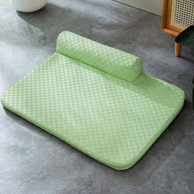 Checkerboard Leather Pet Bed Orthopedic Scratch Resistant Washable