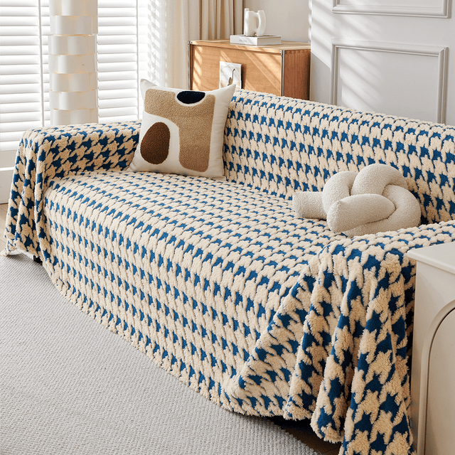 Cozy Houndstooth Sofa Cover  - Modern, Stylish & Durable Sofa Protection