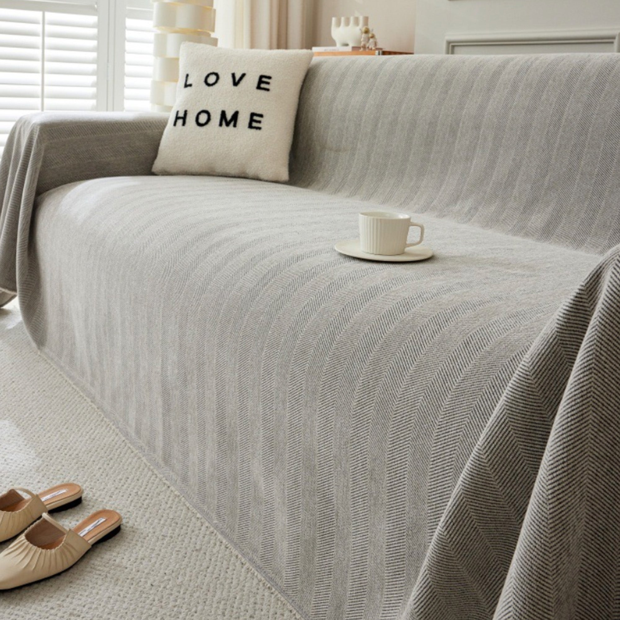 Durable Pet Friendly Herringbone Sofa Cover - Modern, Stylish & Durable Sofa Protection