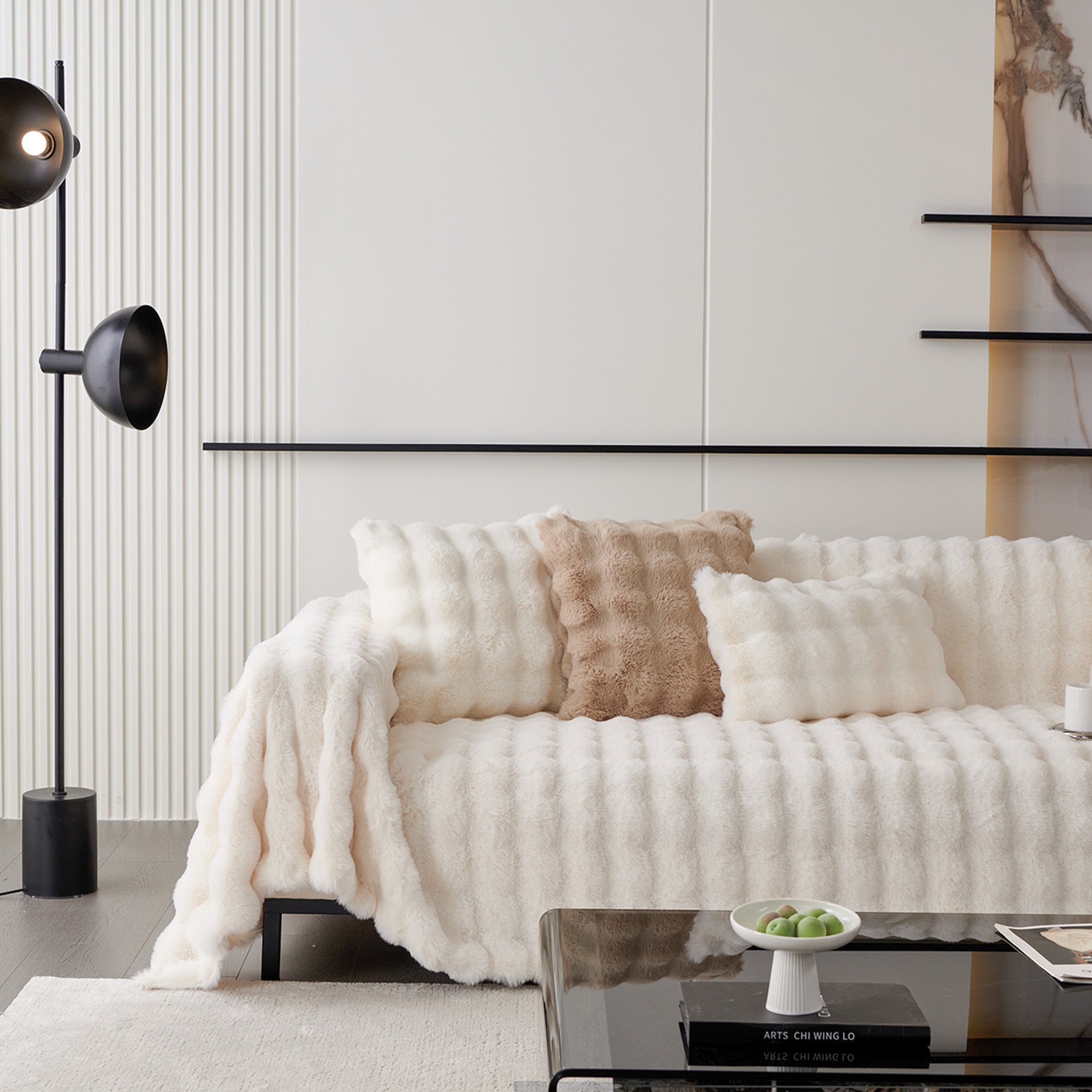 Luxe Ripple Faux Fur Sofa Cover - Modern, Stylish & Durable Sofa Protection