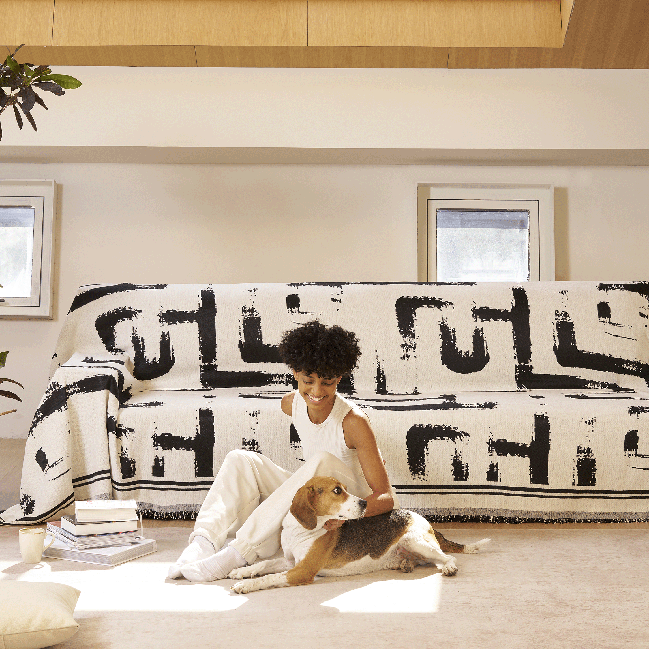 Monochrome Chic Sofa Cover - Modern, Stylish & Durable Sofa Protection