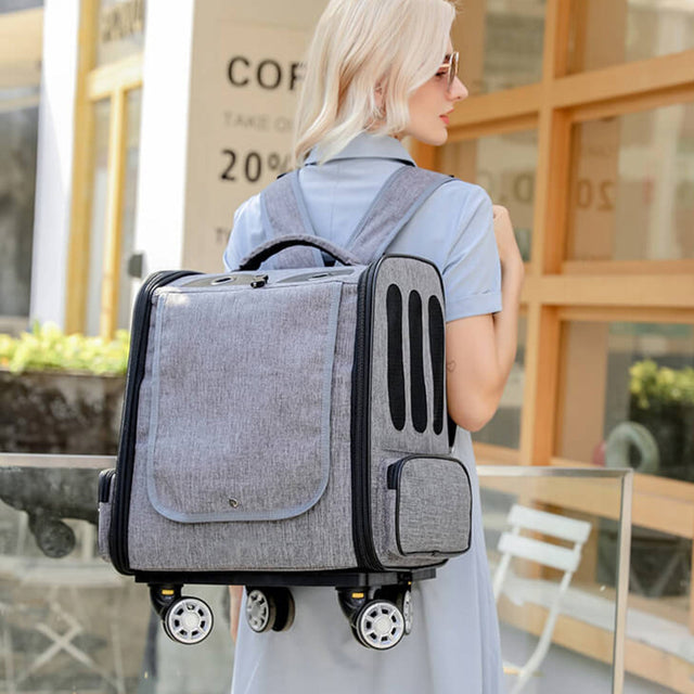 Pet Travel Trolley Case – Foldable, Breathable, and Easy to Carry
