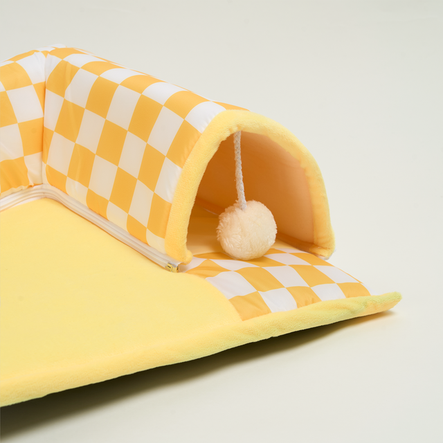 Plaid Purr Retreat Tunnel – Cozy, Interactive, and Easy to Clean