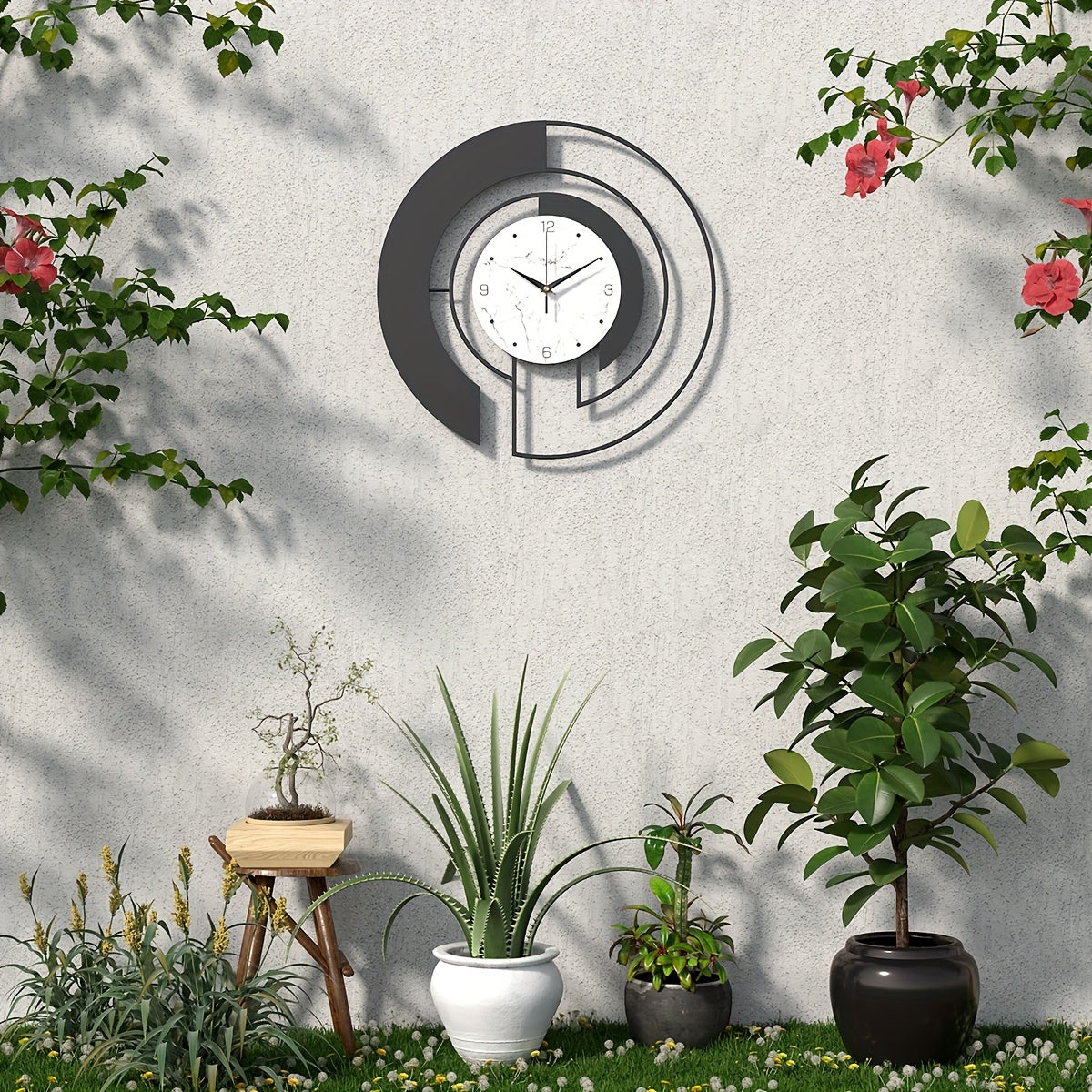 Timeless Geometry Black Metal Wall Clock