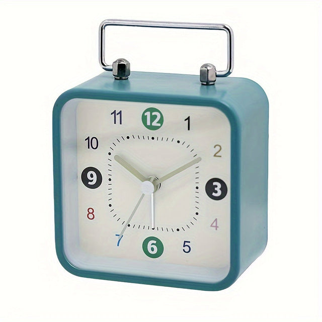 Square Metal Alarm Clock with Night Light and Snooze Feature