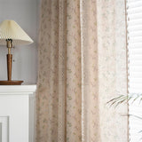 Floral Plaid Splicing Cotton Linen Tassel Curtain