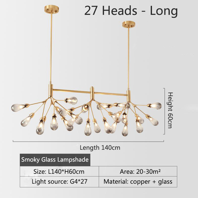 Inflorescence Ceiling Lamp - Nordic Luxury Copper LED Chandelier | Modern Lighting for Kitchens, Dining Rooms & Hallways