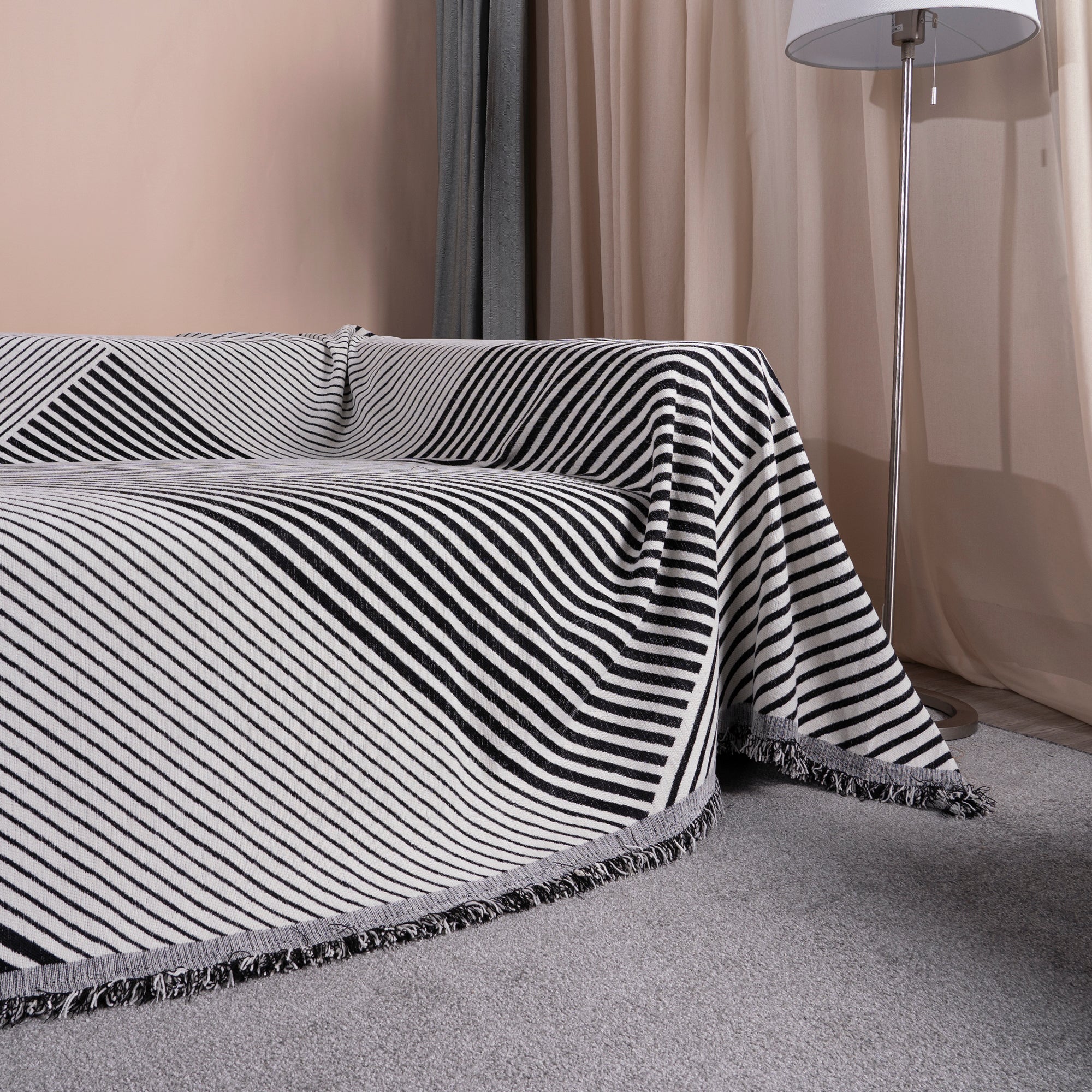 Black Geometric Reversible Sofa Cover - Modern, Stylish & Durable Sofa Protection