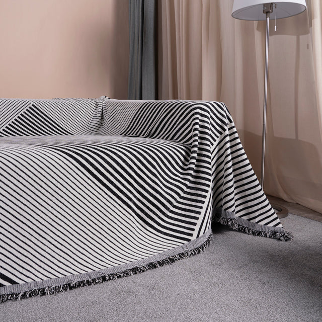 Black Geometric Reversible Sofa Cover - Modern, Stylish & Durable Sofa Protection