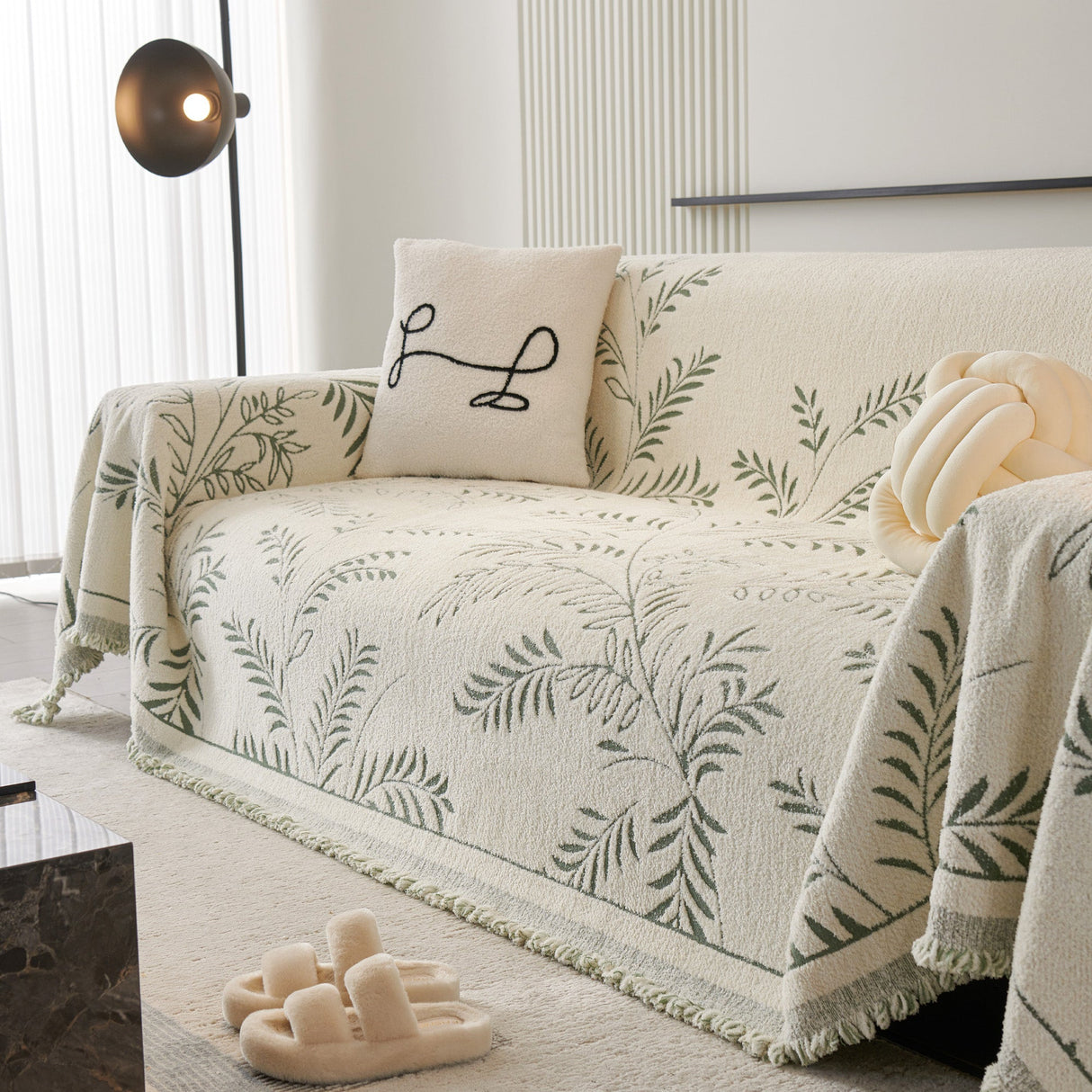 Cozy Winter Botanicals Sofa Cover - Modern, Stylish & Durable Sofa Protection