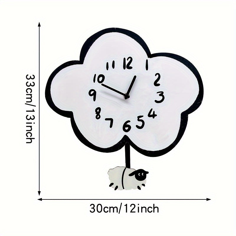 WhimsicalTime Playful Cartoon Wall Clock with Swinging Sheep