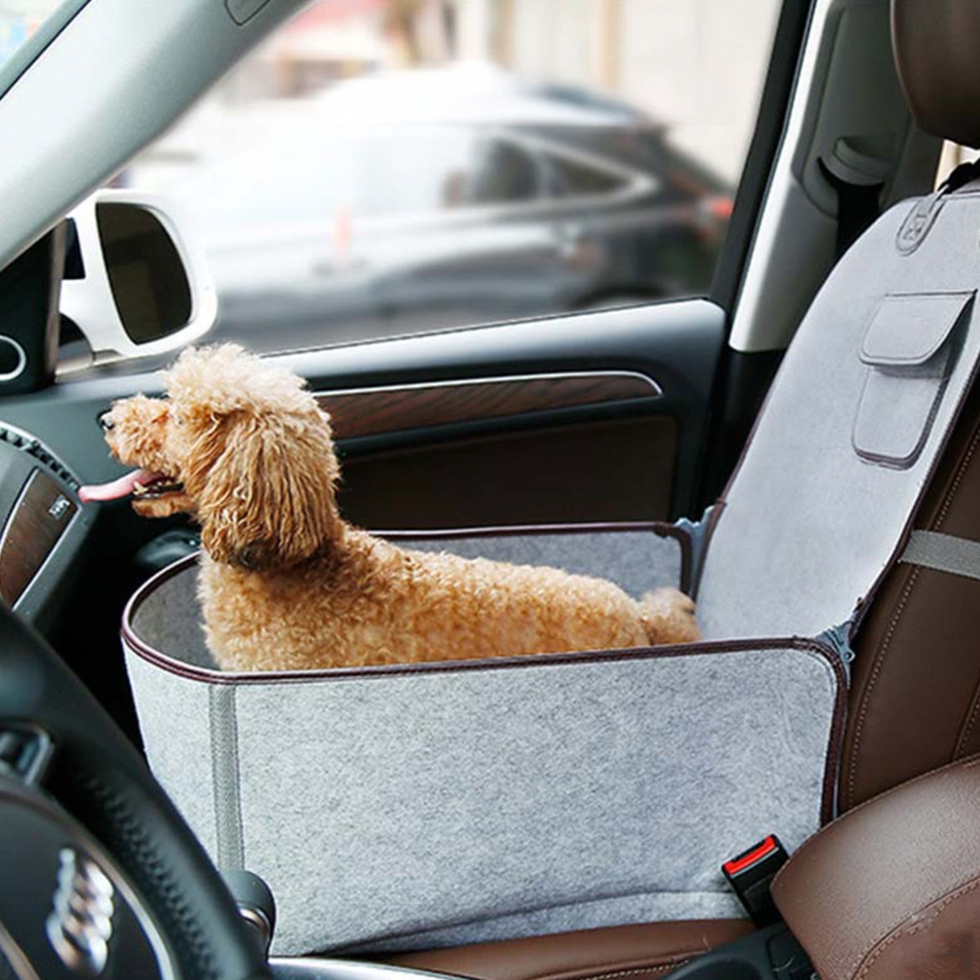Nature Felt Fabric Dog Car Seat – Secure, Comfortable, and Durable