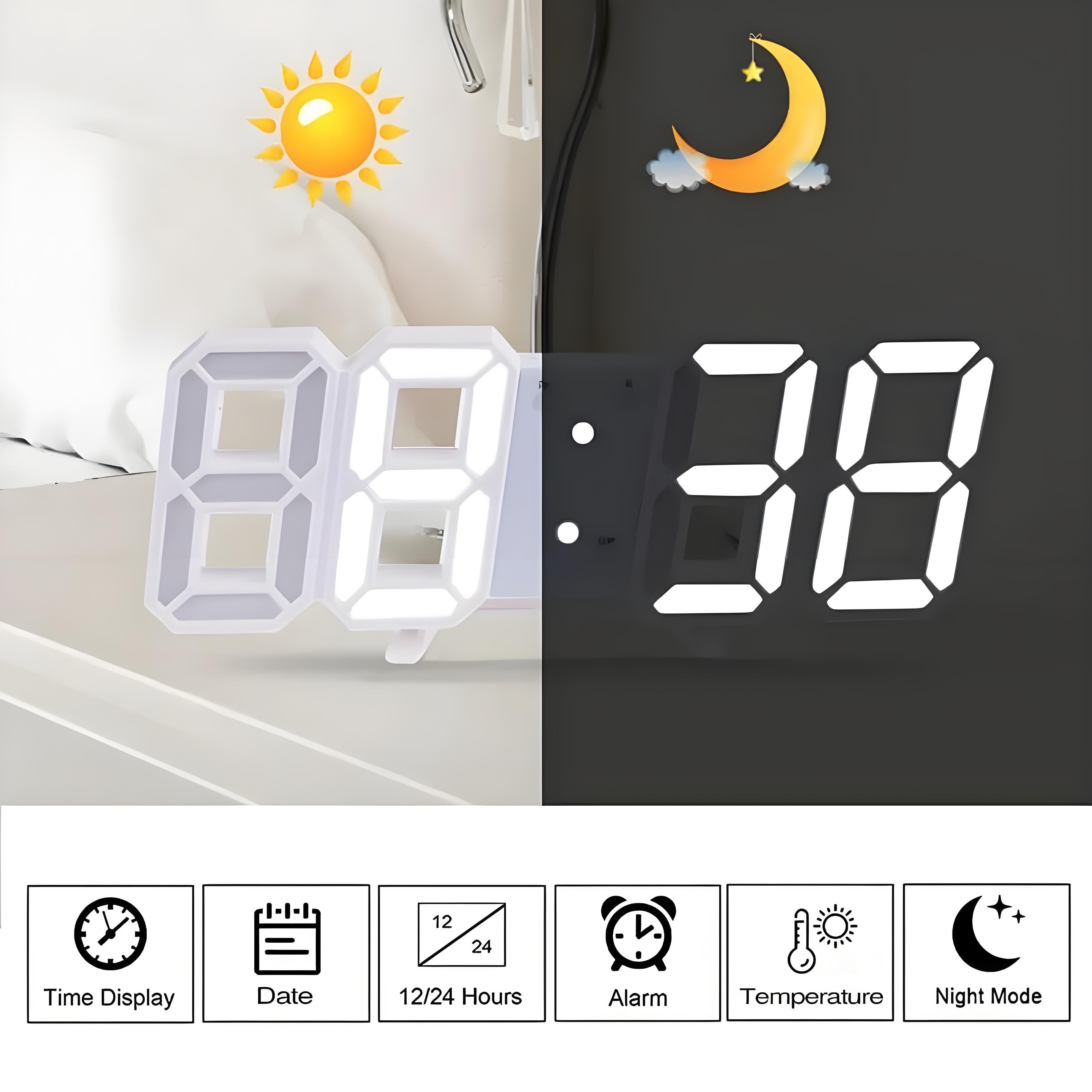 TimeSphere LED 3D Digital Clock with Calendar and Temp Display