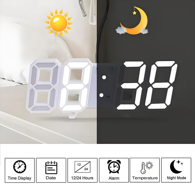TimeSphere LED 3D Digital Clock with Calendar and Temp Display