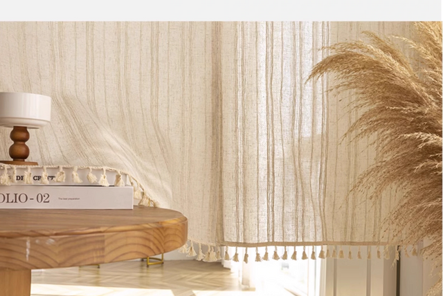 Japanese Cotton Tassel Door Curtain with Lace Details