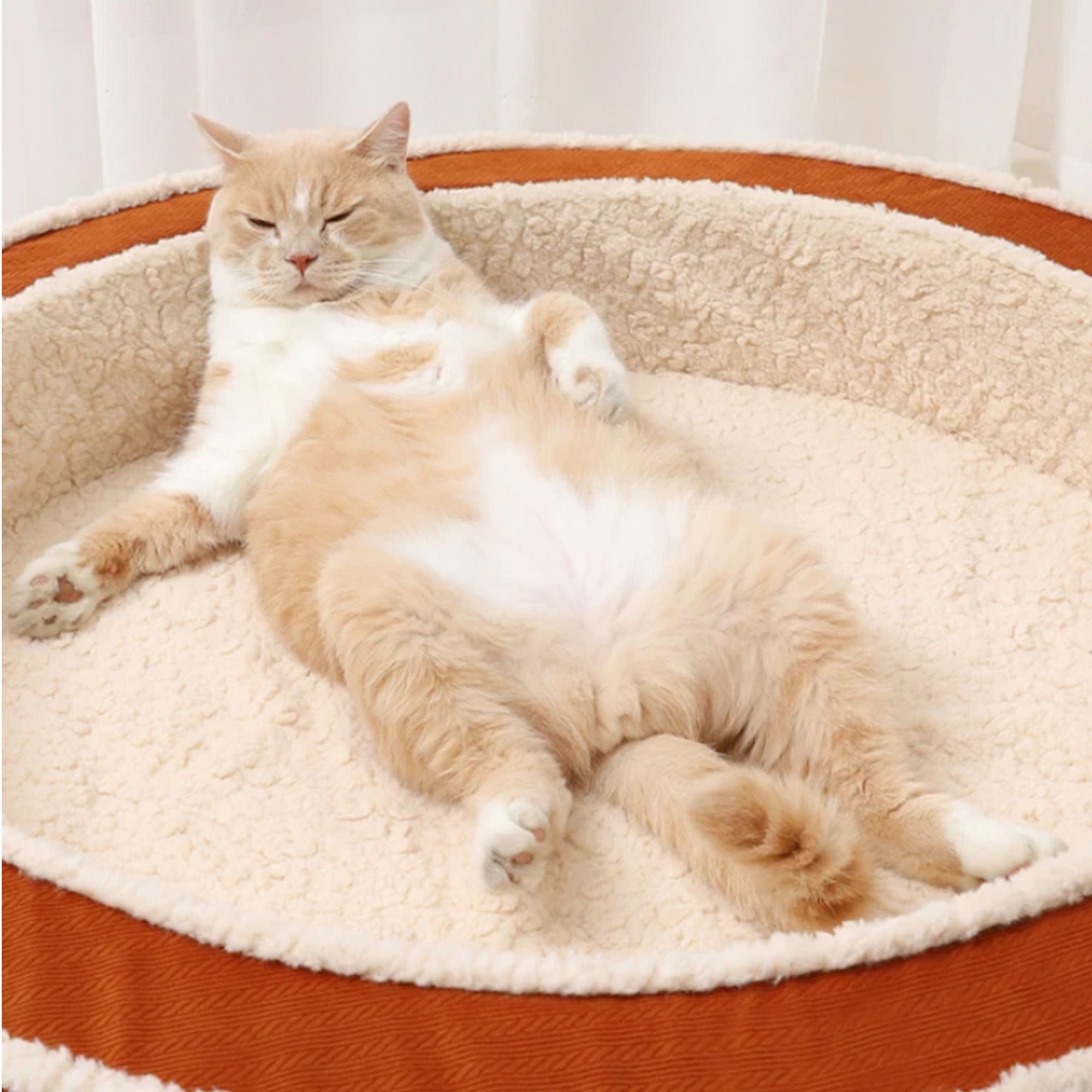 Cozy Warm Round Pet Bed Plush Orthopedic Non-Slip Design