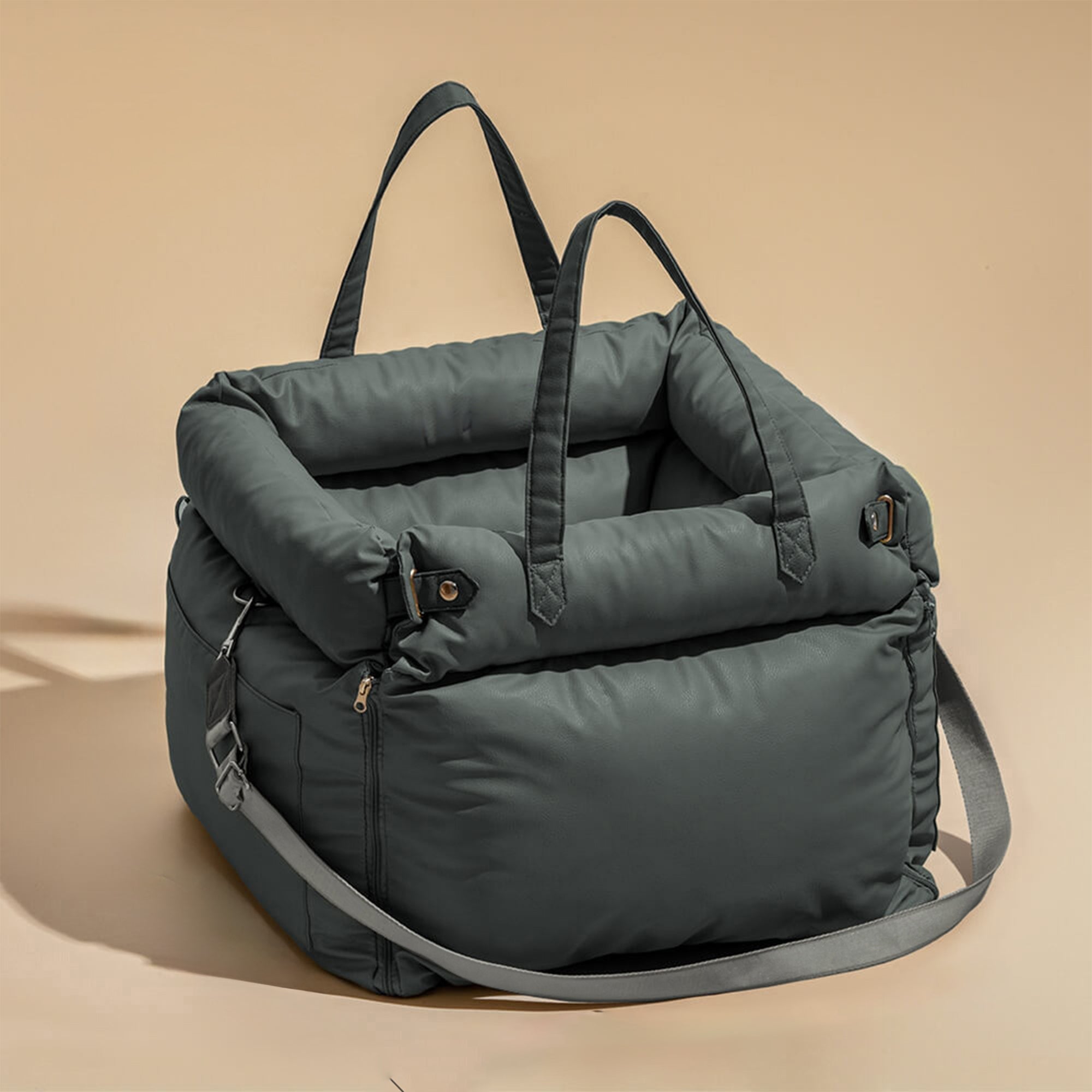 Faux Leather Dog Booster Bed – Stylish, Secure, and Comfortable