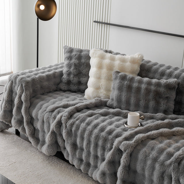 Luxe Ripple Faux Fur Sofa Cover - Modern, Stylish & Durable Sofa Protection