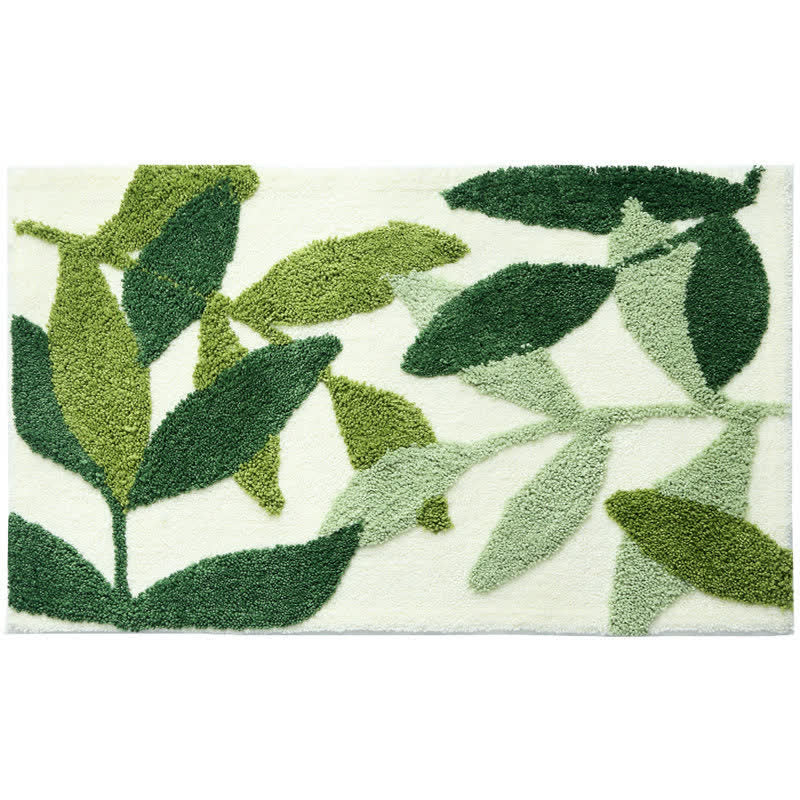 Ownkoti Green Leaf Print Soft Non-Slip Floor Rug-4