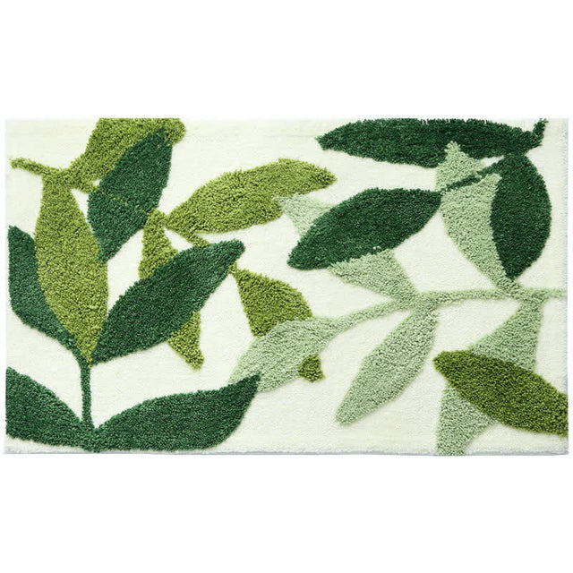 Ownkoti Green Leaf Print Soft Non-Slip Floor Rug-4