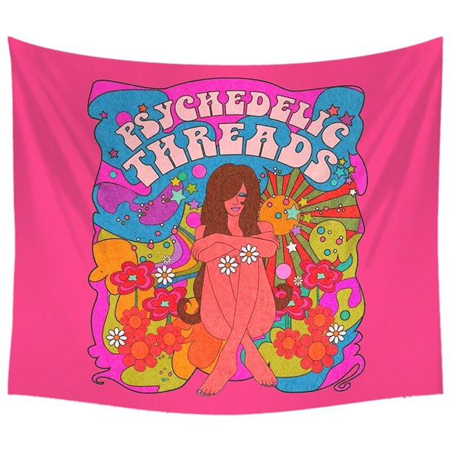 80's Retro Hippie Style Wall Hanging Tapestry 100% Polyester
