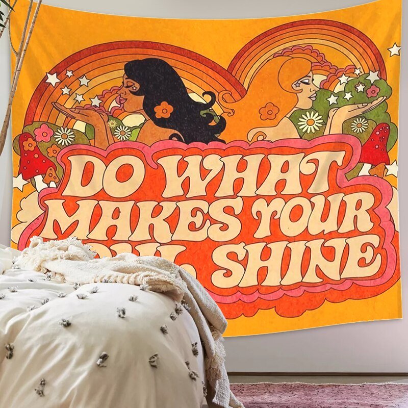80's Retro Hippie Style Wall Hanging Tapestry 100% Polyester