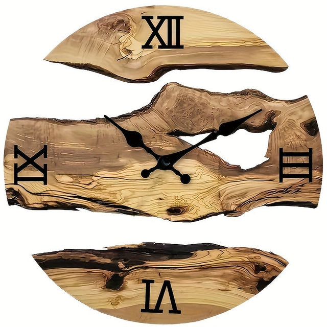 Stylish Acrylic Wall Clock with Natural Wood Grain Design