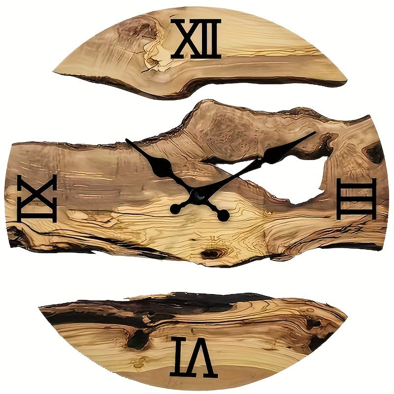 Stylish Acrylic Wall Clock with Natural Wood Grain Design