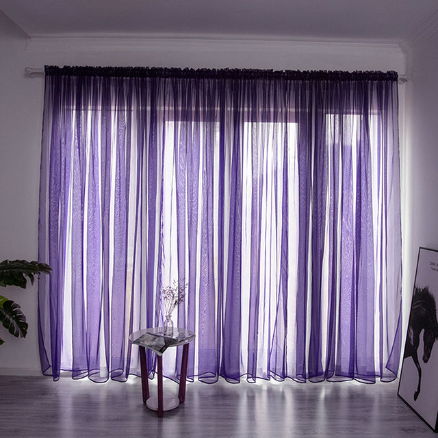 Solid Voile Window Curtain - Lightweight Polyester Design
