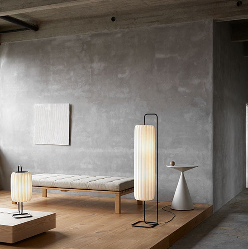Modern Silk Japanese-Style Floor Lamp with Soft LED Illumination