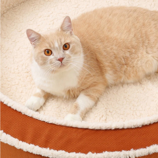 Cozy Warm Round Pet Bed Plush Orthopedic Non-Slip Design