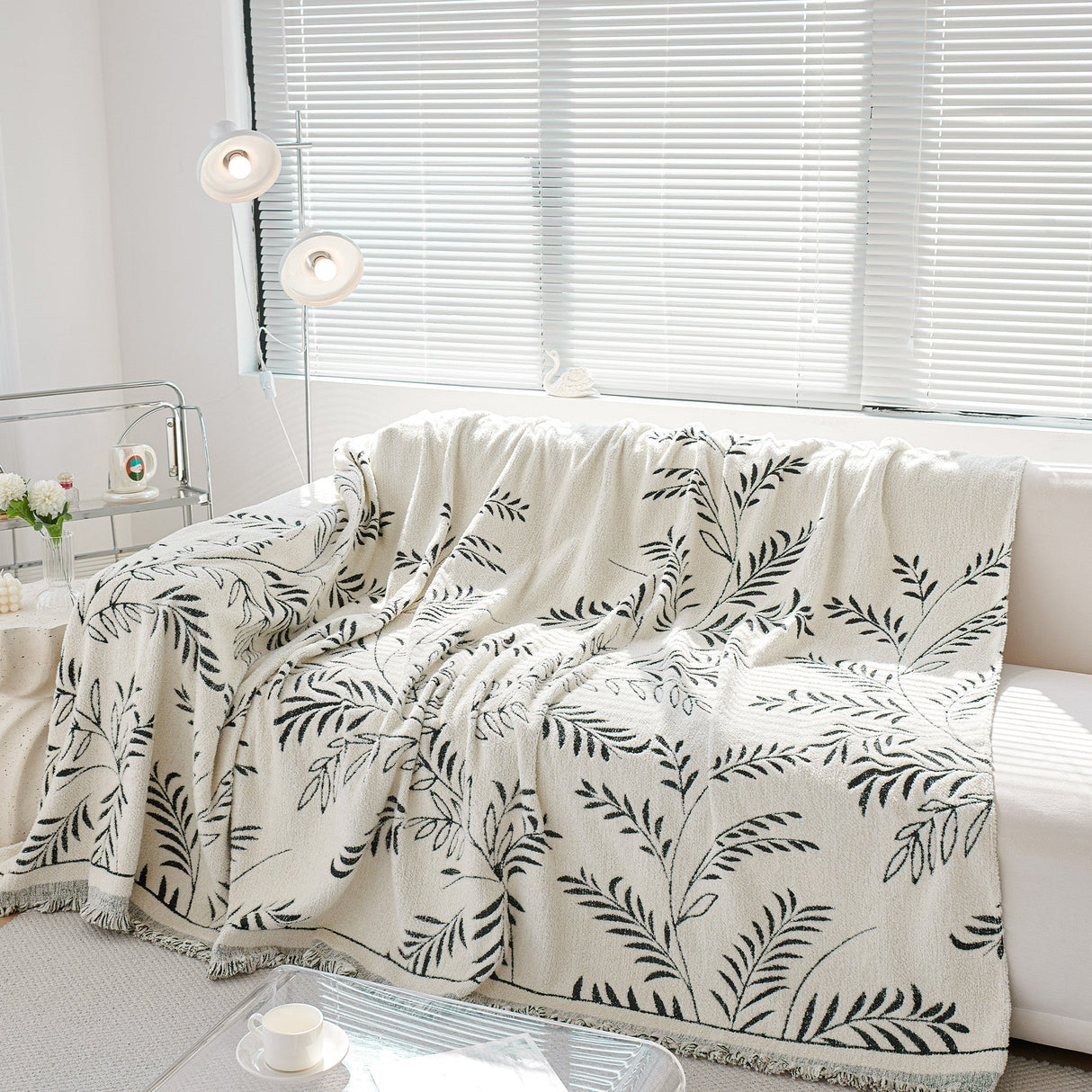 Cozy Winter Botanicals Sofa Cover - Modern, Stylish & Durable Sofa Protection
