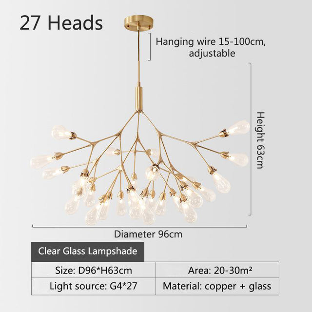 Inflorescence Ceiling Lamp - Nordic Luxury Copper LED Chandelier | Modern Lighting for Kitchens, Dining Rooms & Hallways