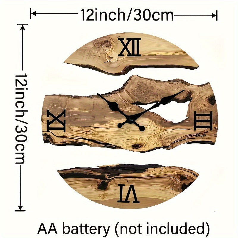 Stylish Acrylic Wall Clock with Natural Wood Grain Design