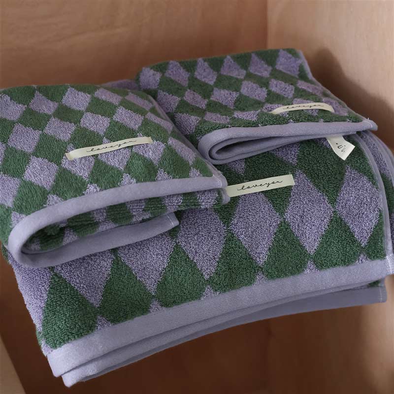 Ownkoti Vintage Plaid Cotton SquareTowel Bath Towel Set-1