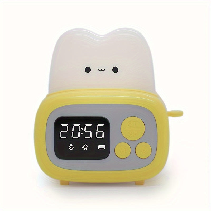 Adorable LED Alarm Clock with USB Rechargeable Battery