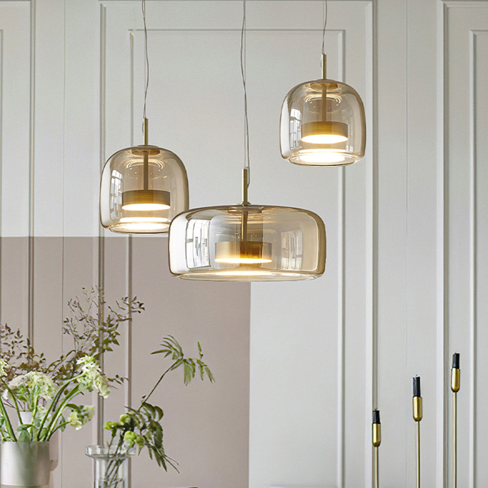 Retro Amber Glass Pendant Lights – Elegant, Warm, and Energy-Efficient