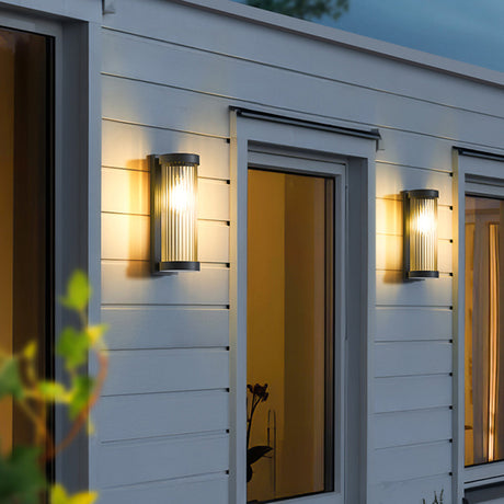 Modern Cylindrical Metal & Glass Outdoor Solar IP65 Waterproof Outdoor Lamp-5