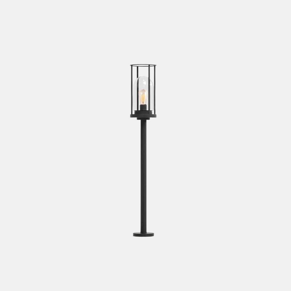 Modern Black Floor Lamp Metal Cylindrical Outdoor-2