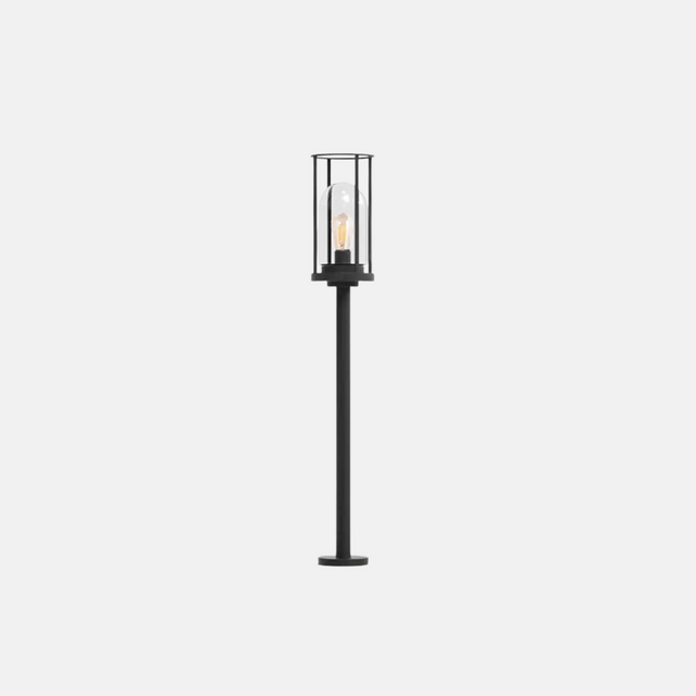 Modern Black Floor Lamp Metal Cylindrical Outdoor-2