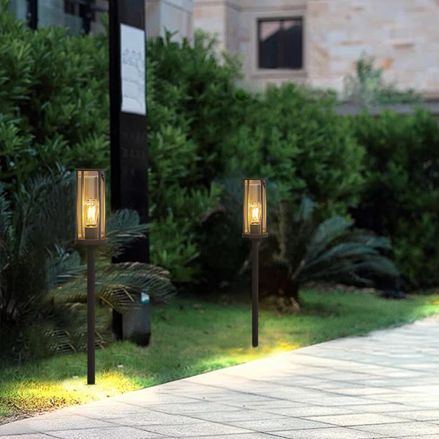 Modern Black Floor Lamp Metal Cylindrical Outdoor-5