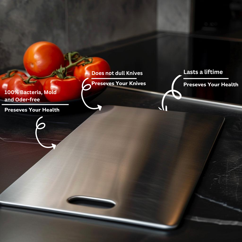 Premium Antibacterial Steel Cutting Board - Knife-Friendly