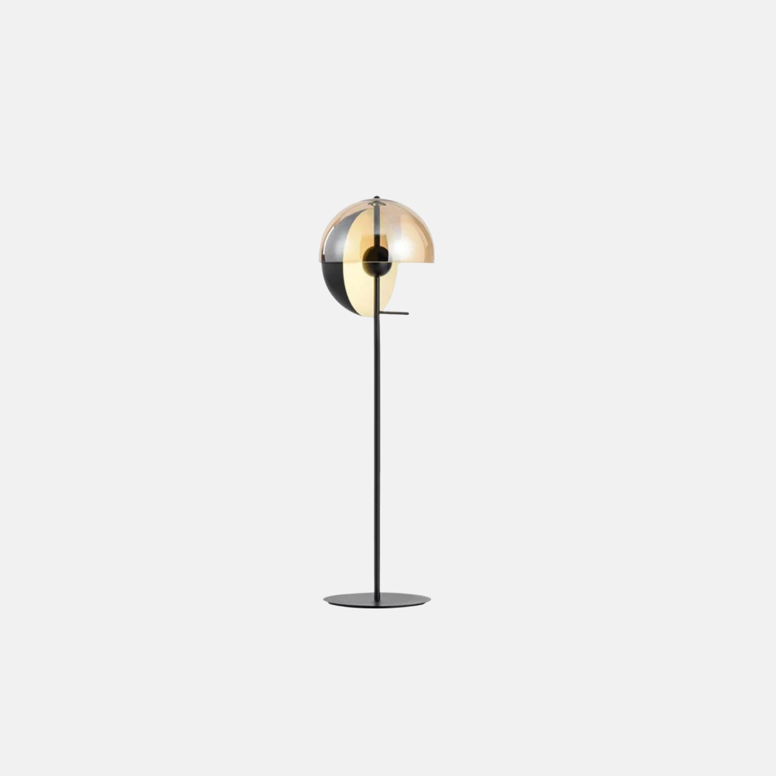 Modern Amber Floor Lamp Metal Glass Dome Bedroom-2