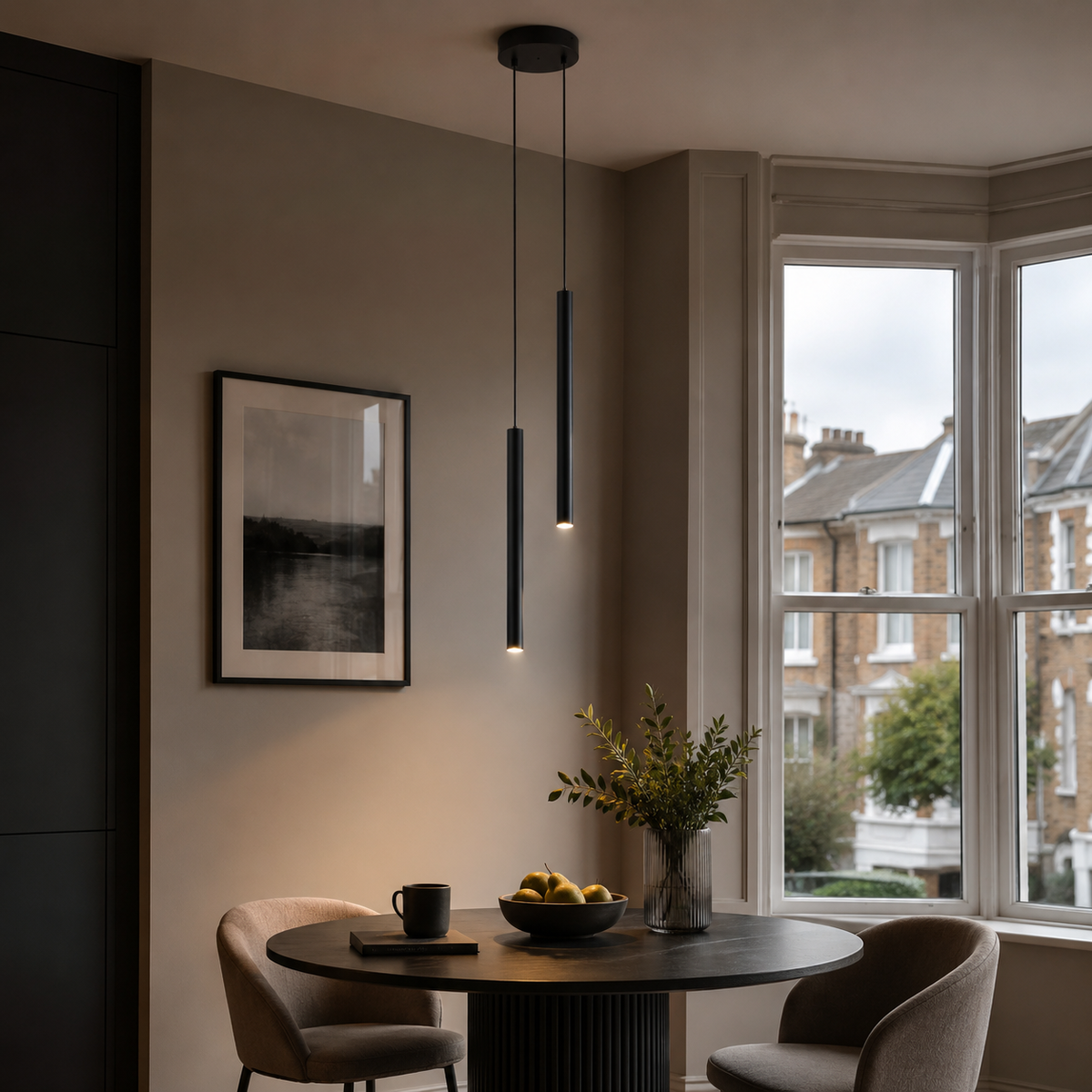 Black Cylinder Pendant Light, Nordic LED Ceiling Lamp for Kitchen Island & Dining Table
