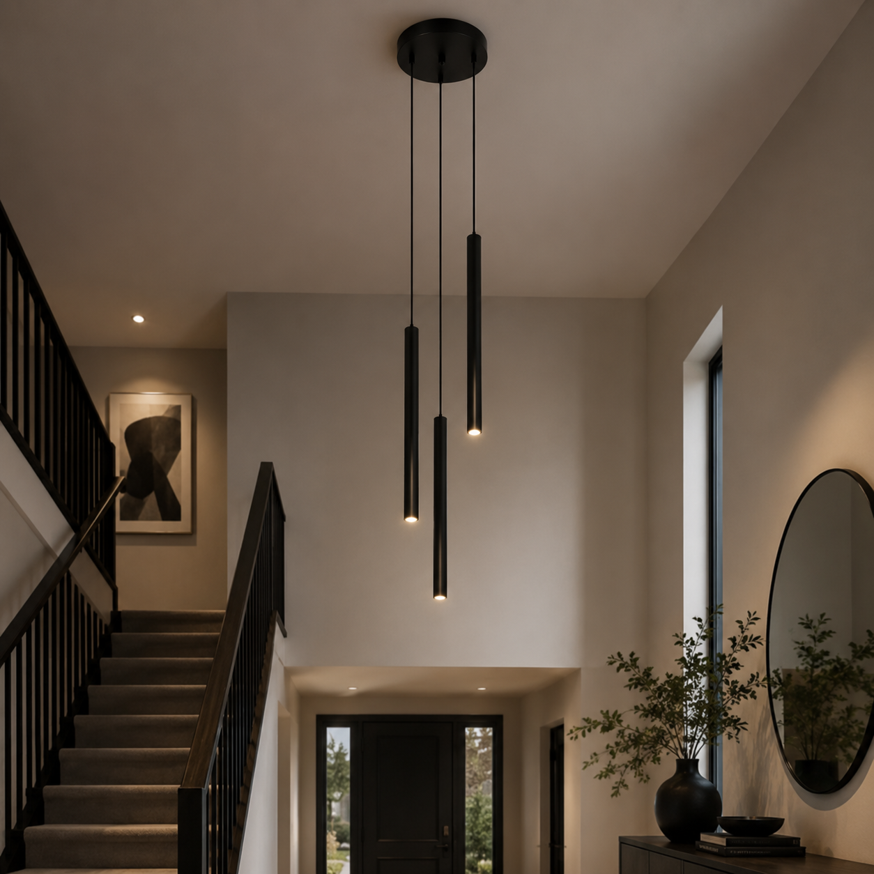 Black Cylinder Pendant Light, Nordic LED Ceiling Lamp for Kitchen Island & Dining Table